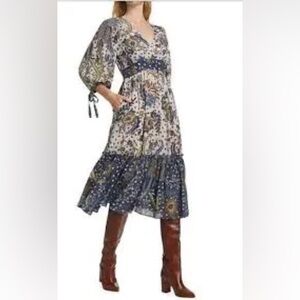 Cara Cara Round Hill Batik Midi Dress Sz-S